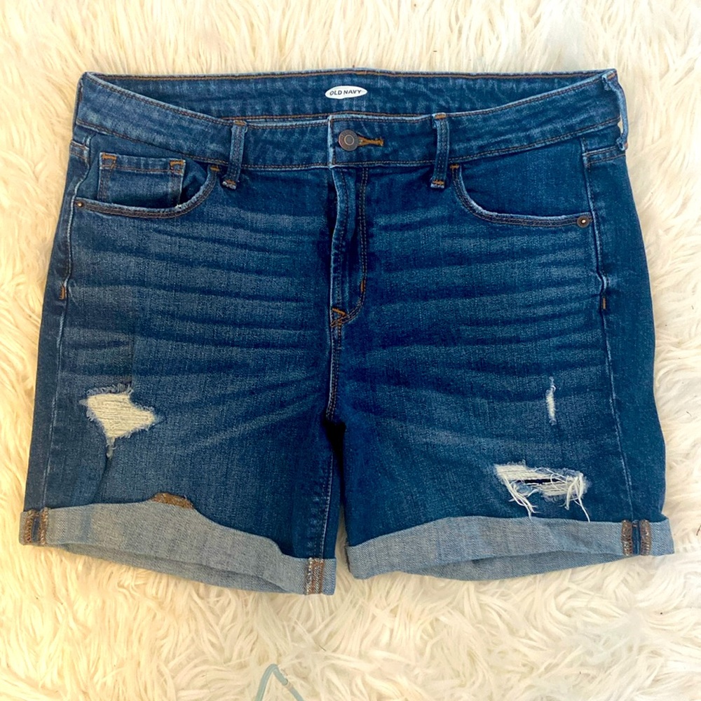 Old Navy Distressed Dark Jean Shorts Size 10